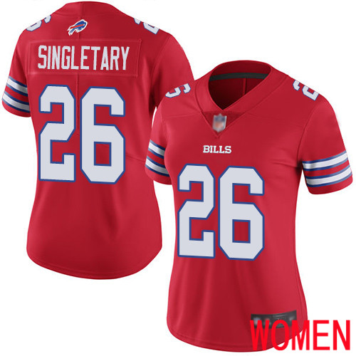 Women Buffalo Bills #26 Devin Singletary Limited Red Rush Vapor Untouchable NFL Jersey->women nfl jersey->Women Jersey